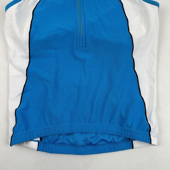 ZOOT Blue White 1/2 Zip Sleeveless Jersey Tank Built In Shelf Bra Cycling Sz S - Picture 4 of 10
